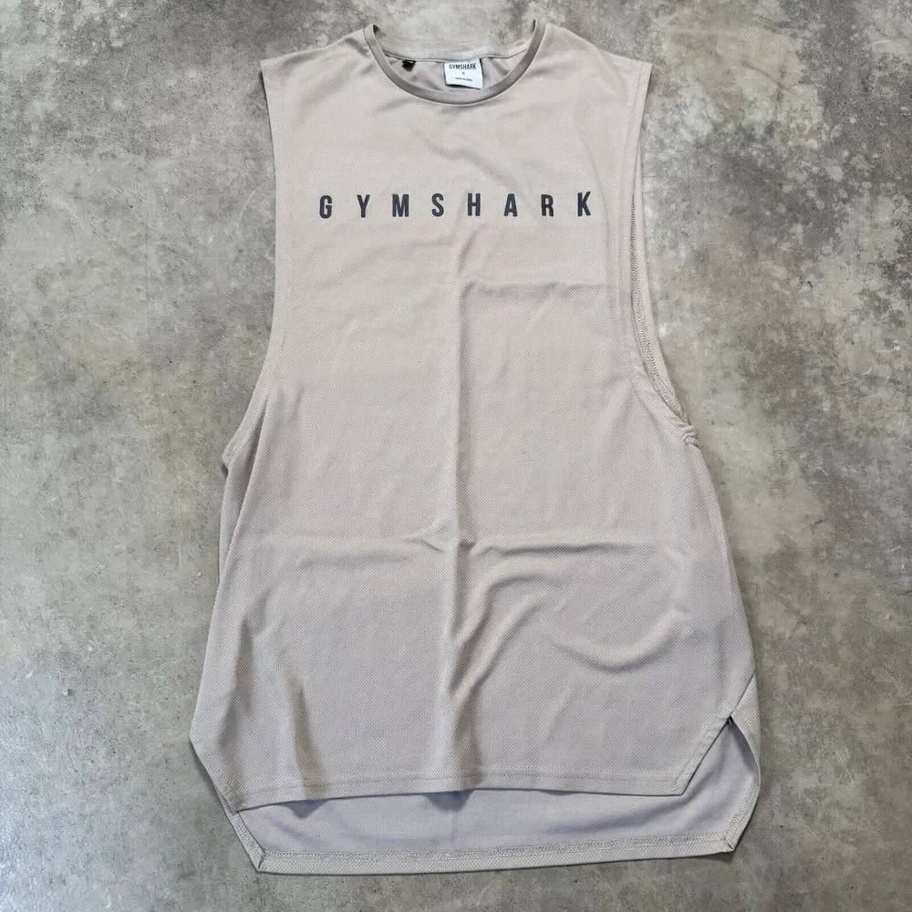 Gymshark Tank Top Womens Small Laser Cut Tan Tunic Sleeveless‎ Lightweight